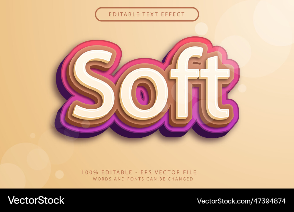 Soft 3d editable text effect template Soft 3d editable text effect template Vector Image