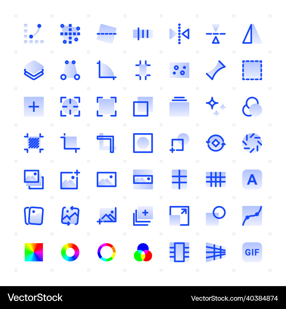 Thin line image editing icons Thin line image editing icons Vector Image