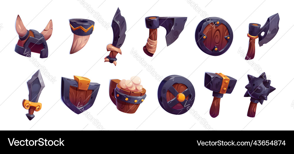 Viking game props icons ui rpg design assets Viking game props icons ui rpg design assets vector image