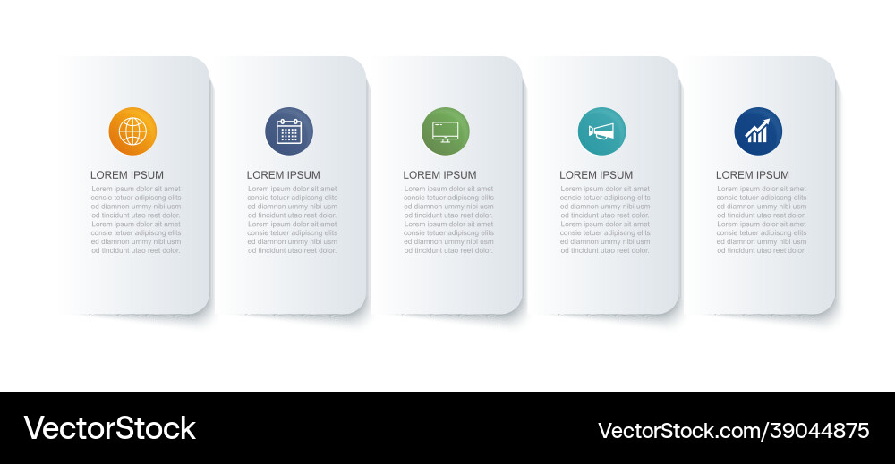 5 data infographics timeline tab paper index vector image