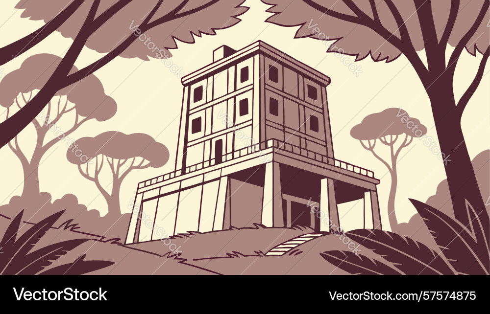 Ancient stone tower in a forest design generative Vector Image