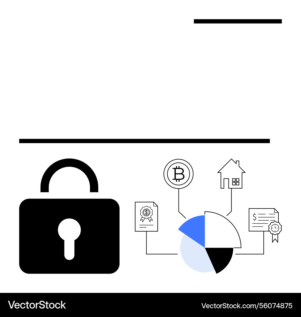 Data security in financial transactions with lock Data security in financial transactions with lock Vector Image