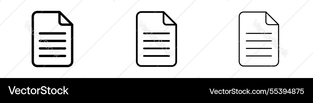 Document icons in three different stroke lines Document icons in three different stroke lines vector image