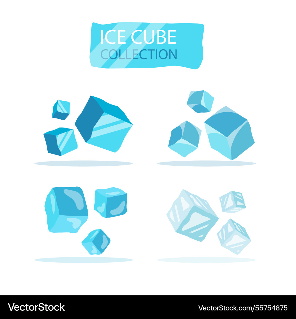 Ice cube collection with 2d design vector image