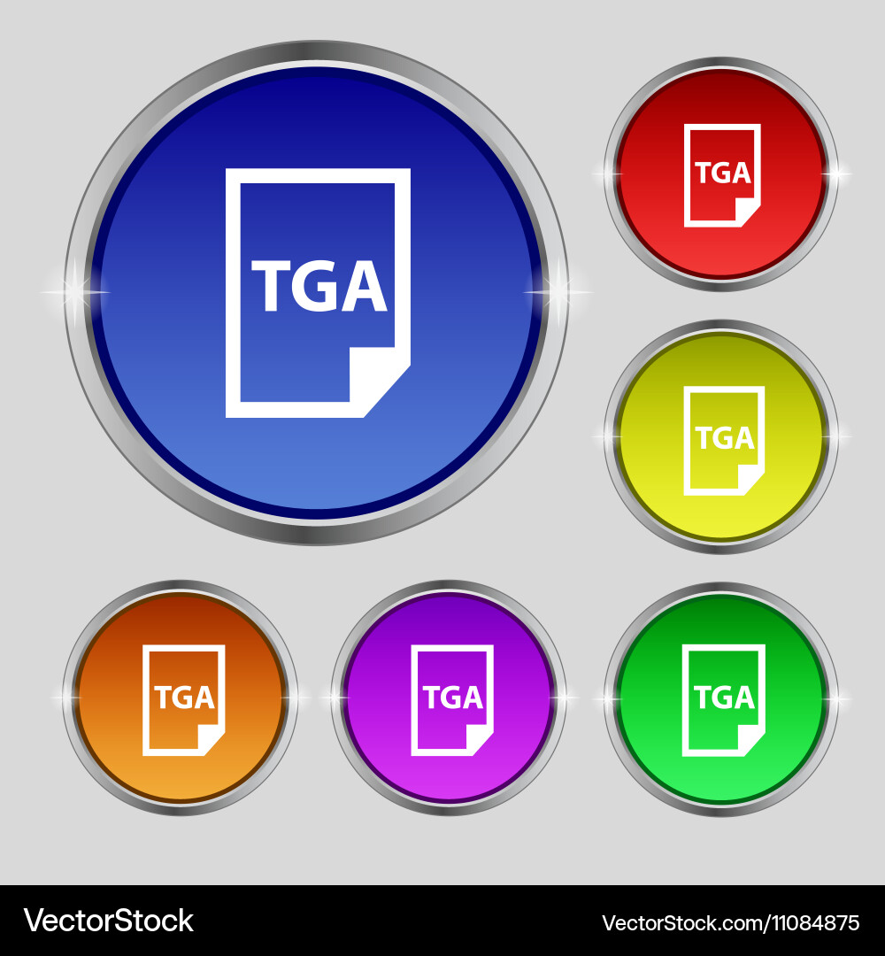 Image file type format tga icon sign round symbol vector image