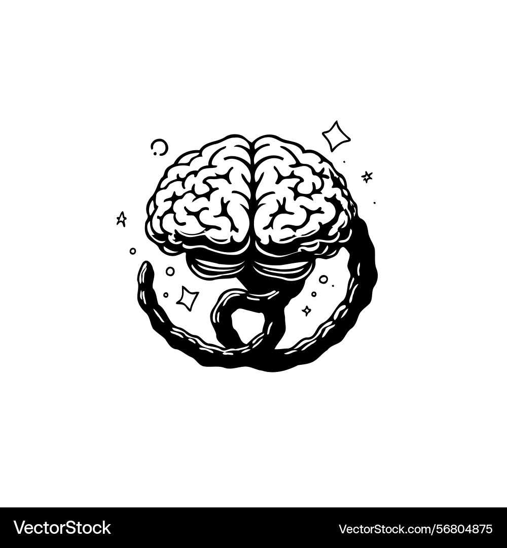 Intricate brain with whimsical celestial elements Intricate brain with whimsical celestial elements Vector Image