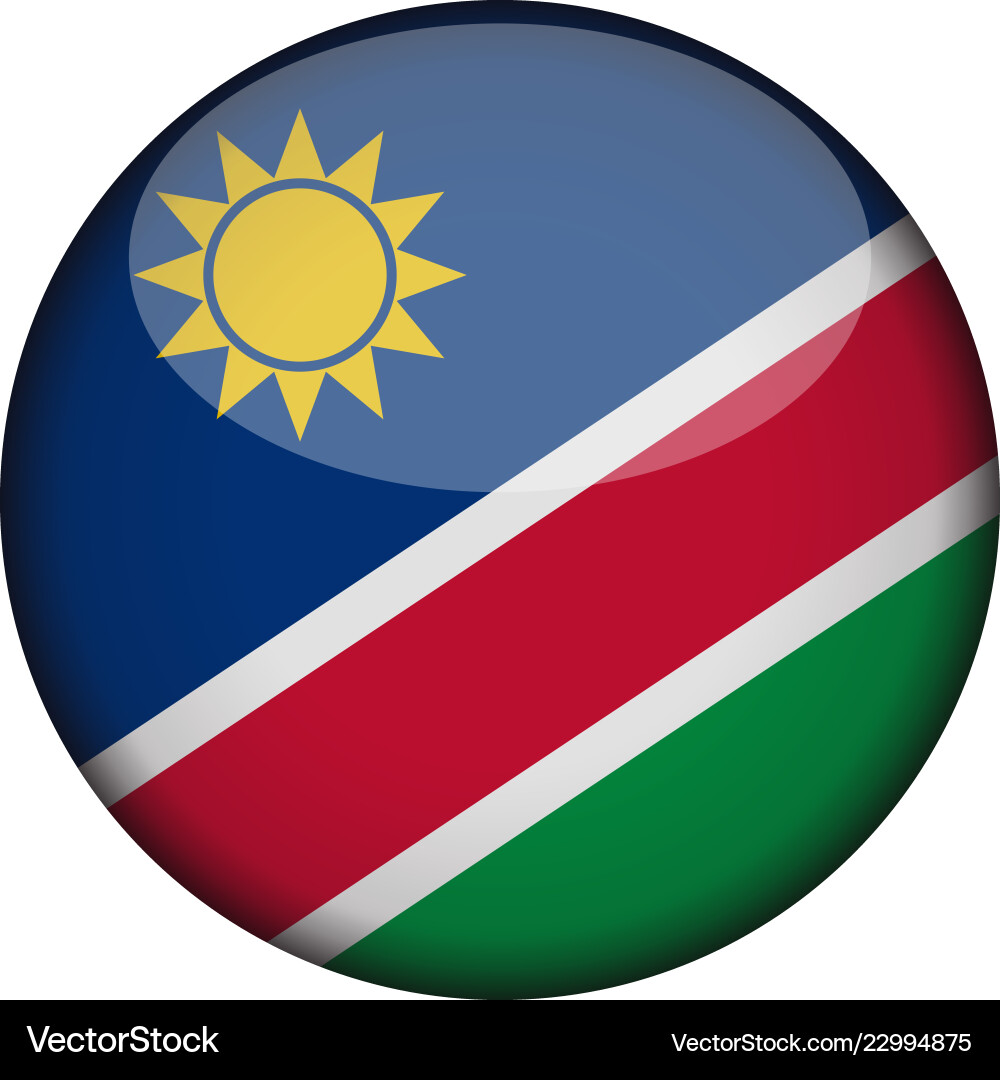 Namibia flag in glossy round button of icon Vector Image