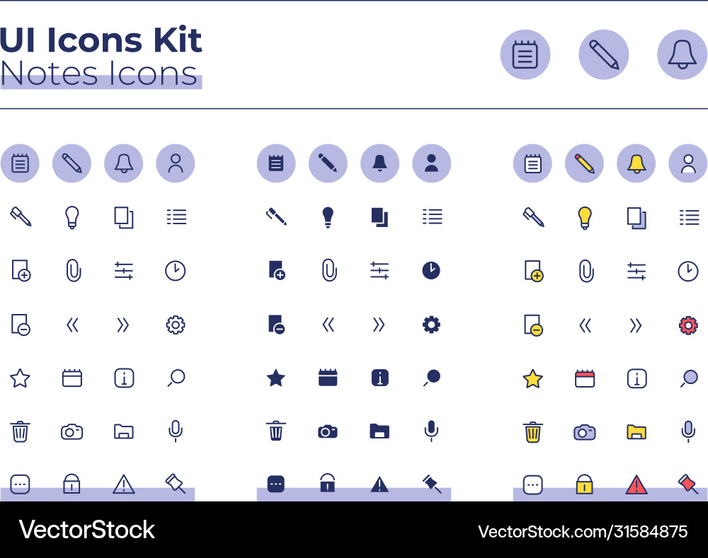 Notes & Diary UI Icons vector image