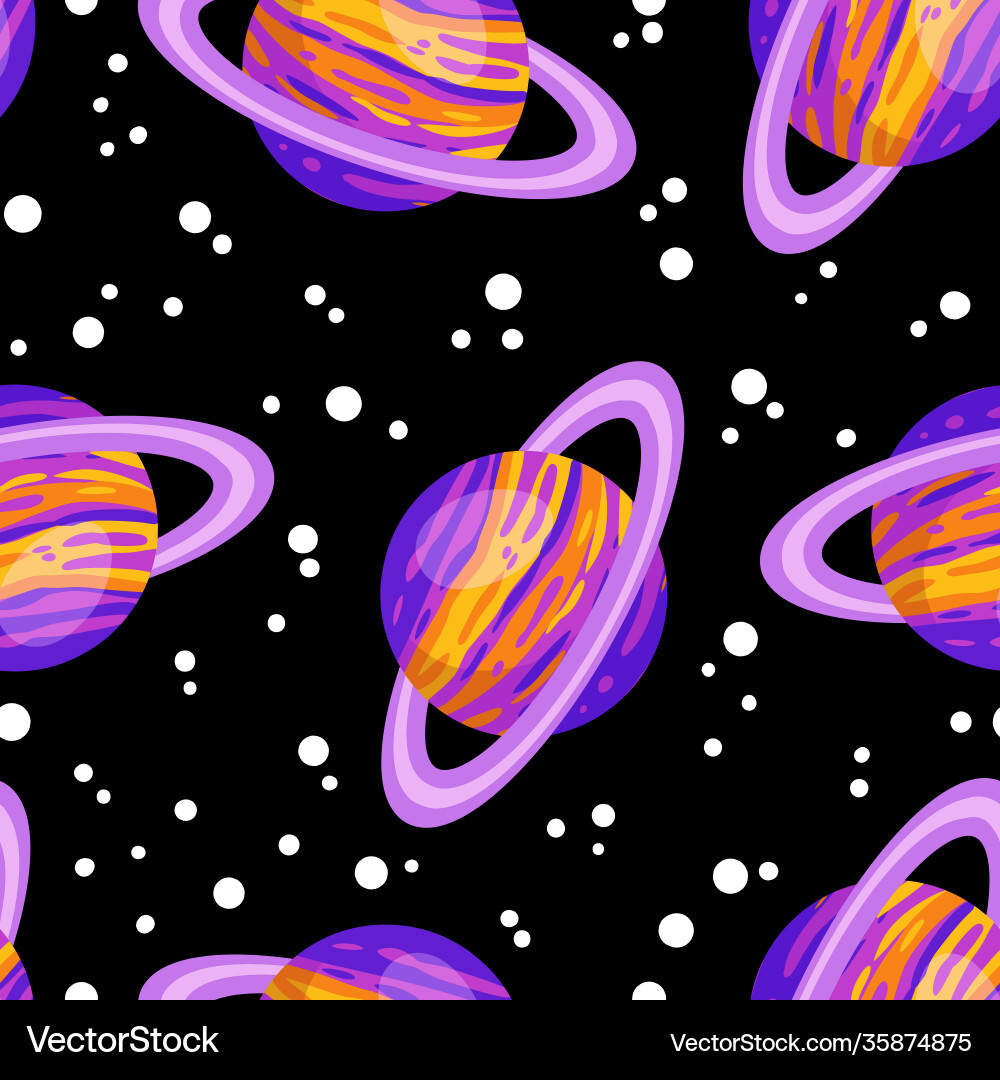 Saturn abstract seamless space pattern background Saturn abstract seamless space pattern background vector image