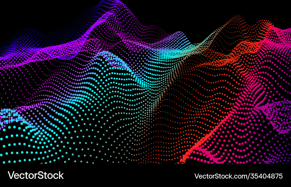 Sea waves from node hud data dots flow research Sea waves from node hud data dots flow research Vector Image