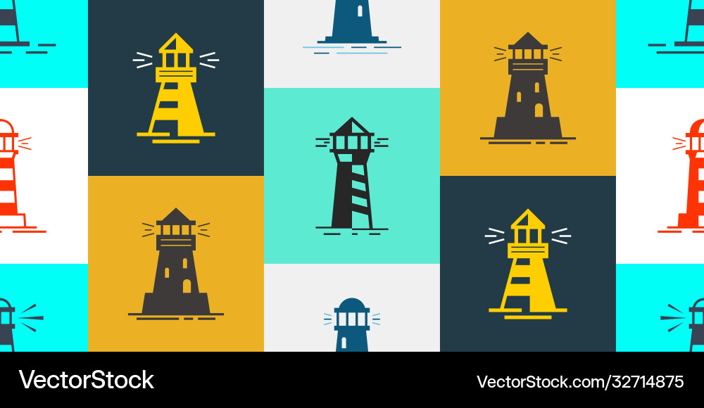 Seamless pattern with lighthouse vector image