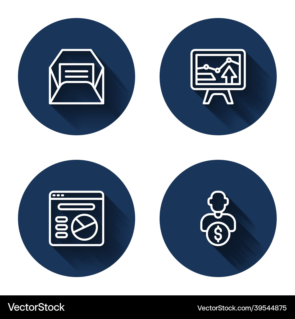 Set line envelope monitor with graph chart pie Set line envelope monitor with graph chart pie vector image