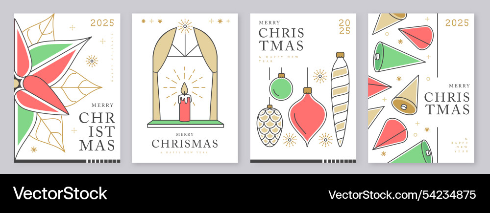 Set of merry christmas and happy new year cards Set of merry christmas and happy new year cards vector image