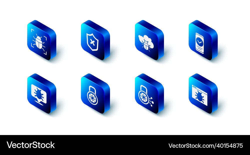 Set shield with cross mark system bug on cloud Vector Image