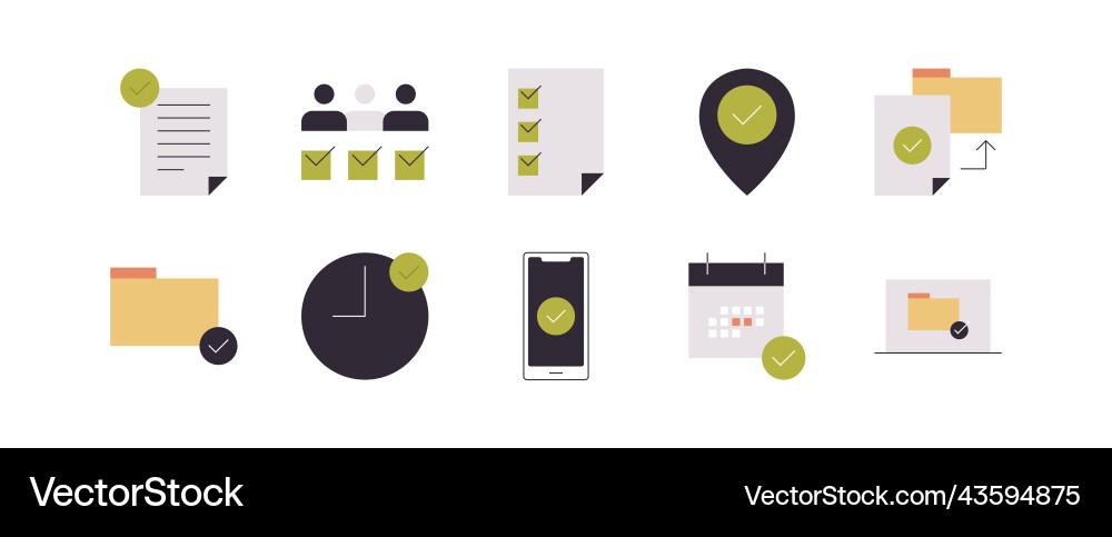 Simple approve related icons and accepted elements vector image