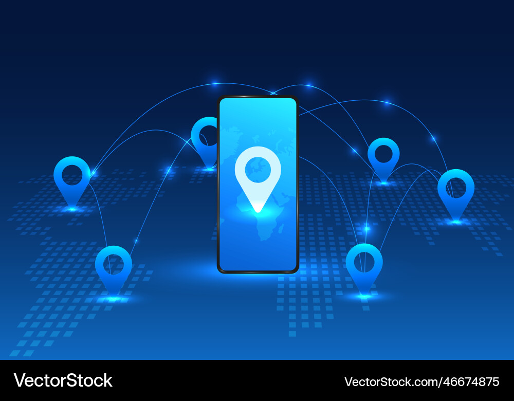 Smartphone technology that can access maps Smartphone technology that can access maps vector image