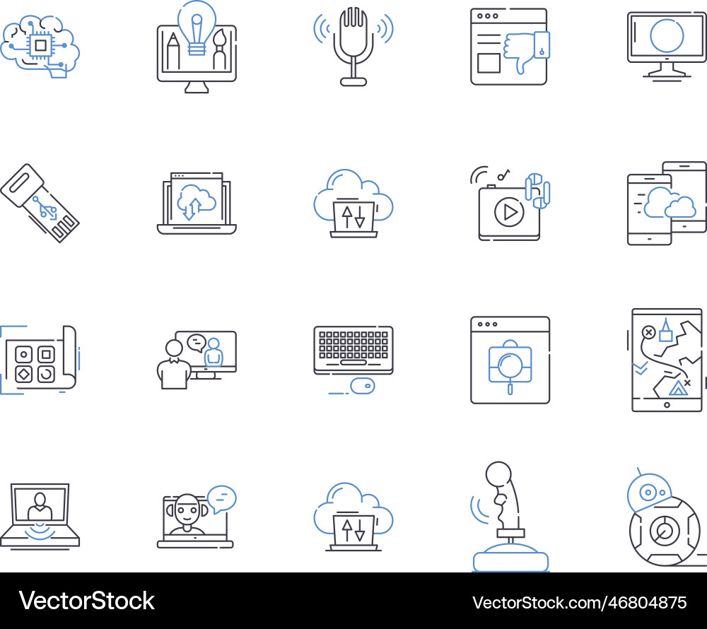 Text analytics line icons collection nlp Text analytics line icons collection nlp vector image