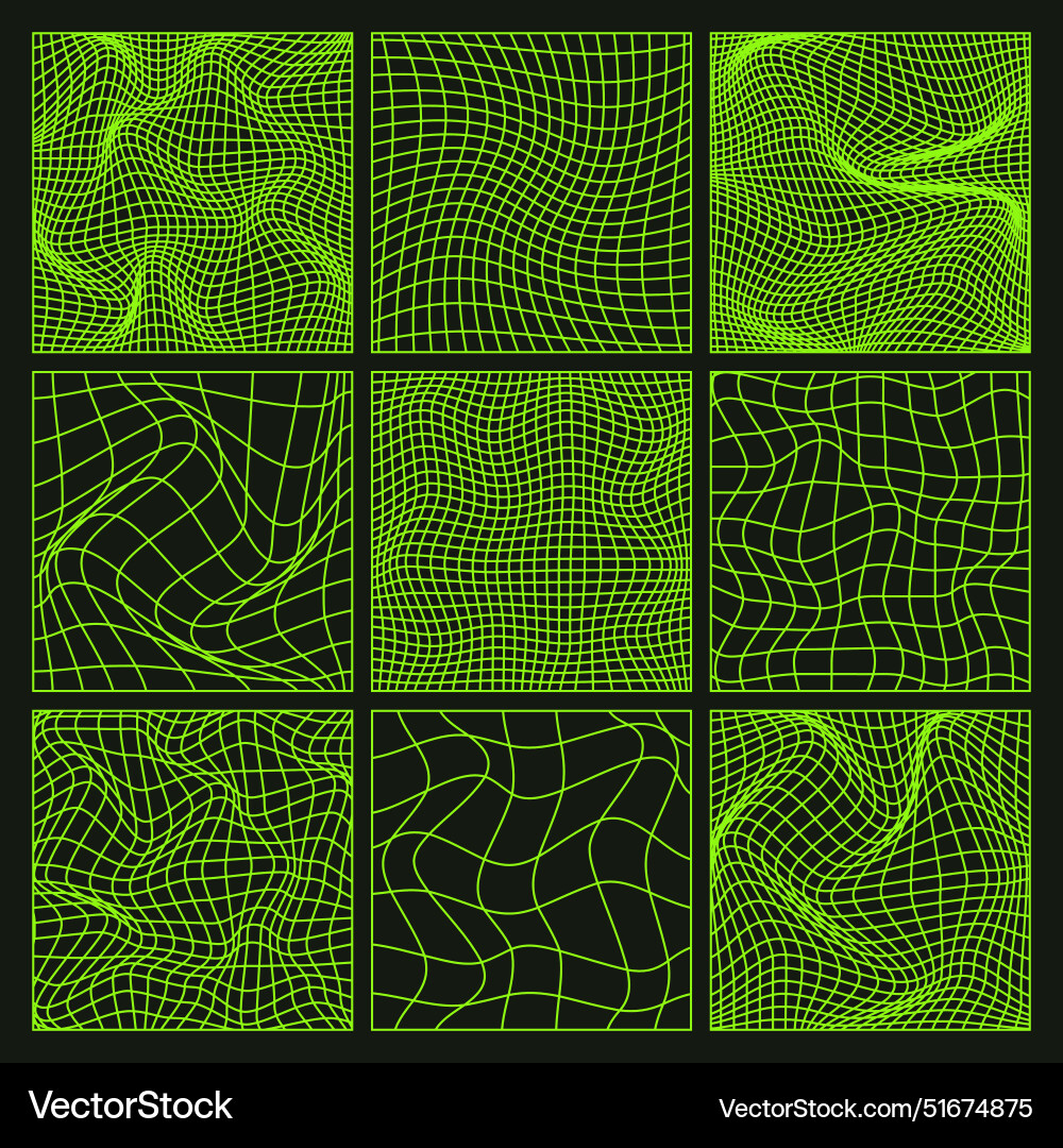 Wireframe shapes lined perspective mesh 3d grid Wireframe shapes lined perspective mesh 3d grid vector image