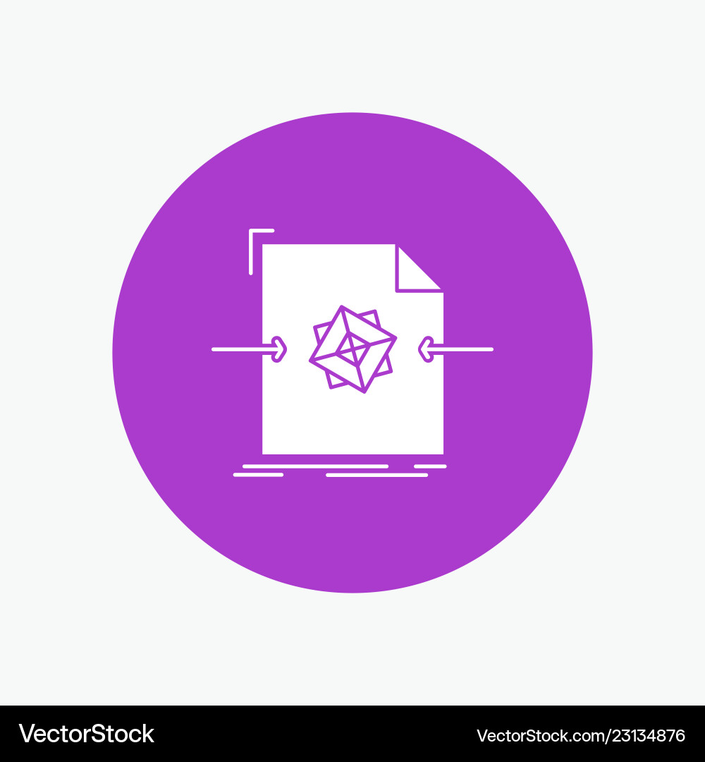 3d document file object processing white glyph vector image