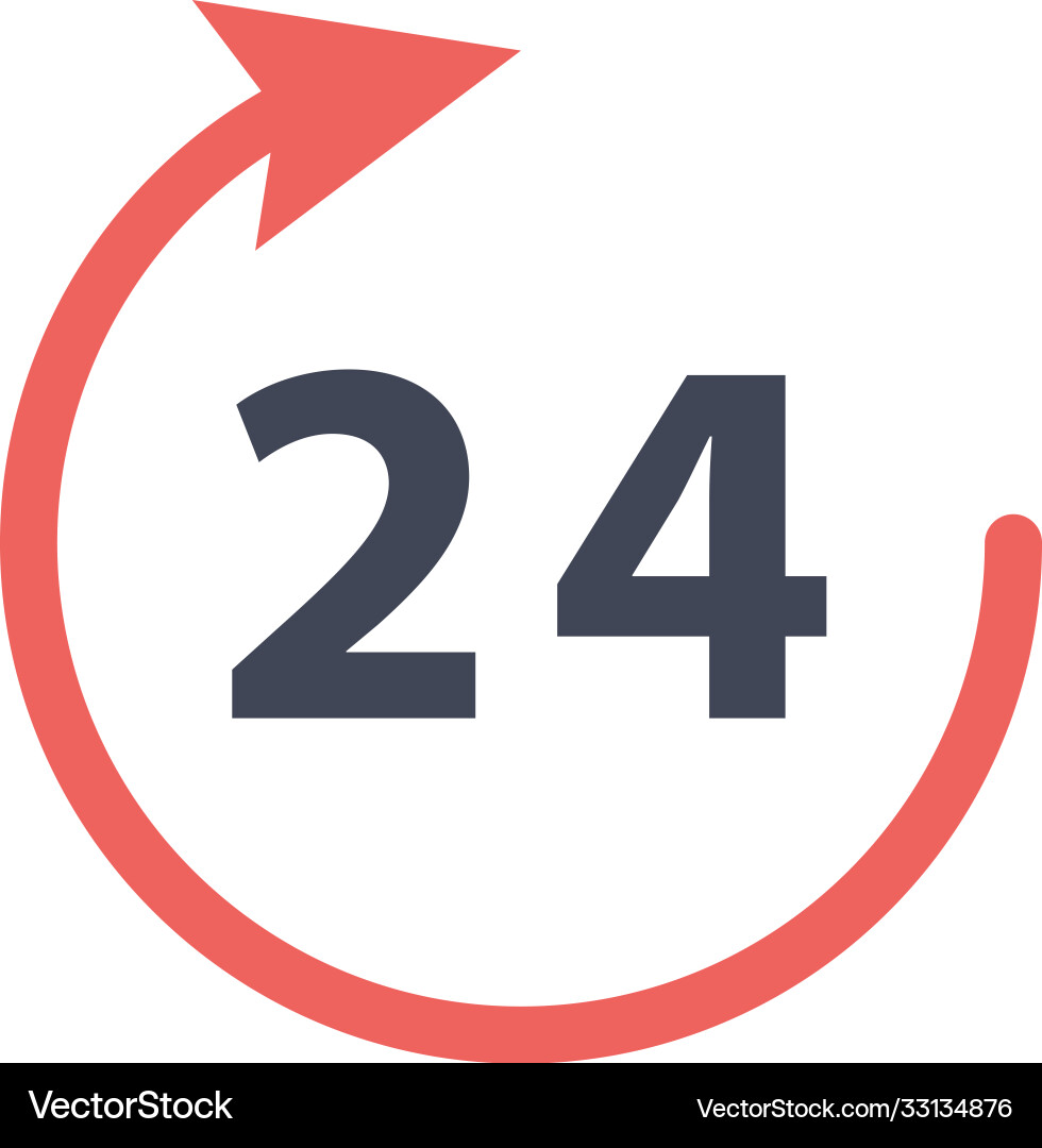 Arrow with number 24 signal flat style vector image