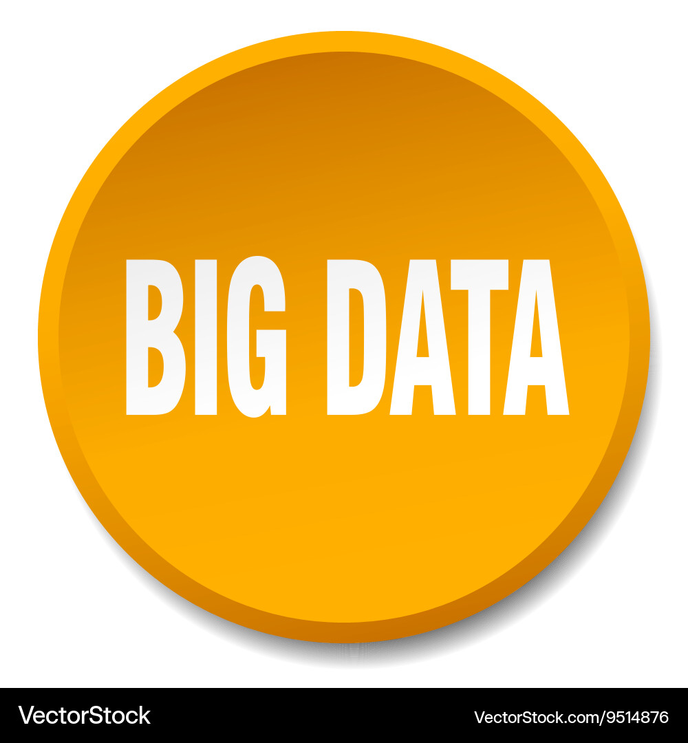 Big data orange round flat isolated push button Vector Image