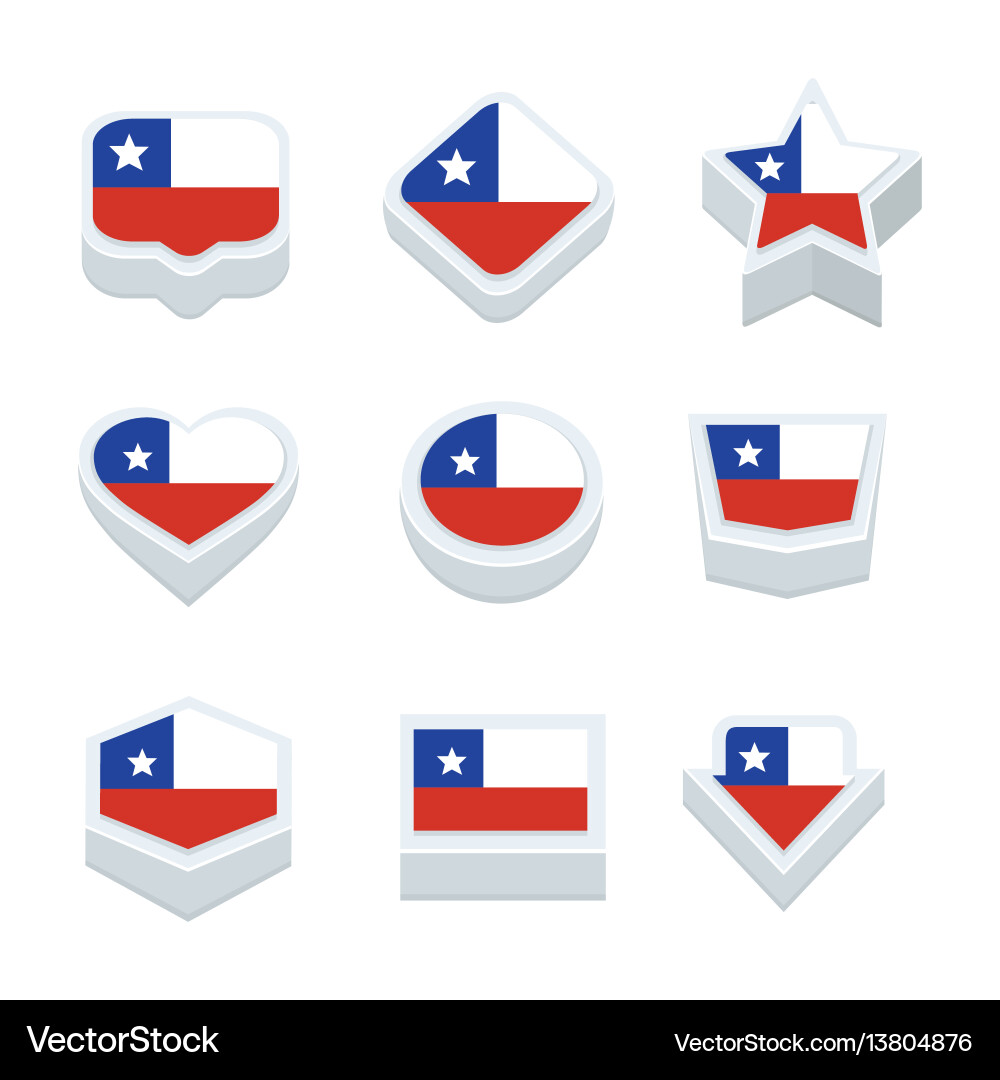 Chile flags icons and button set nine styles vector image