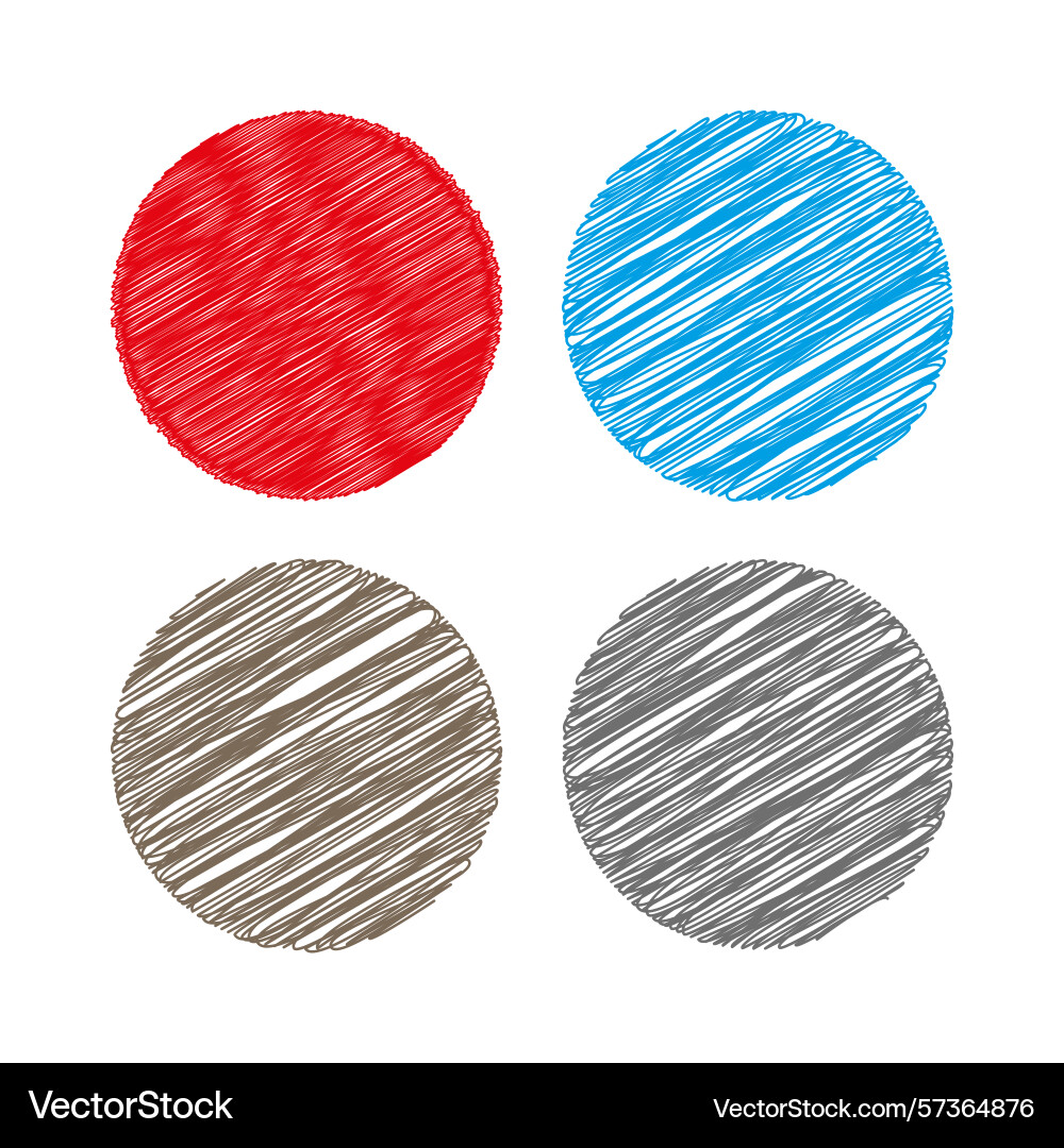 Circle line set scribble round element abstract Vector Image