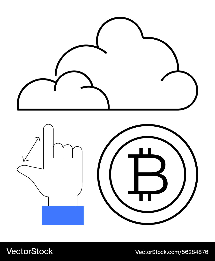 Cloud-Speicher digitales Währungskonzept mit Hand Cloud-Speicher digitales Währungskonzept mit Hand vektorbild