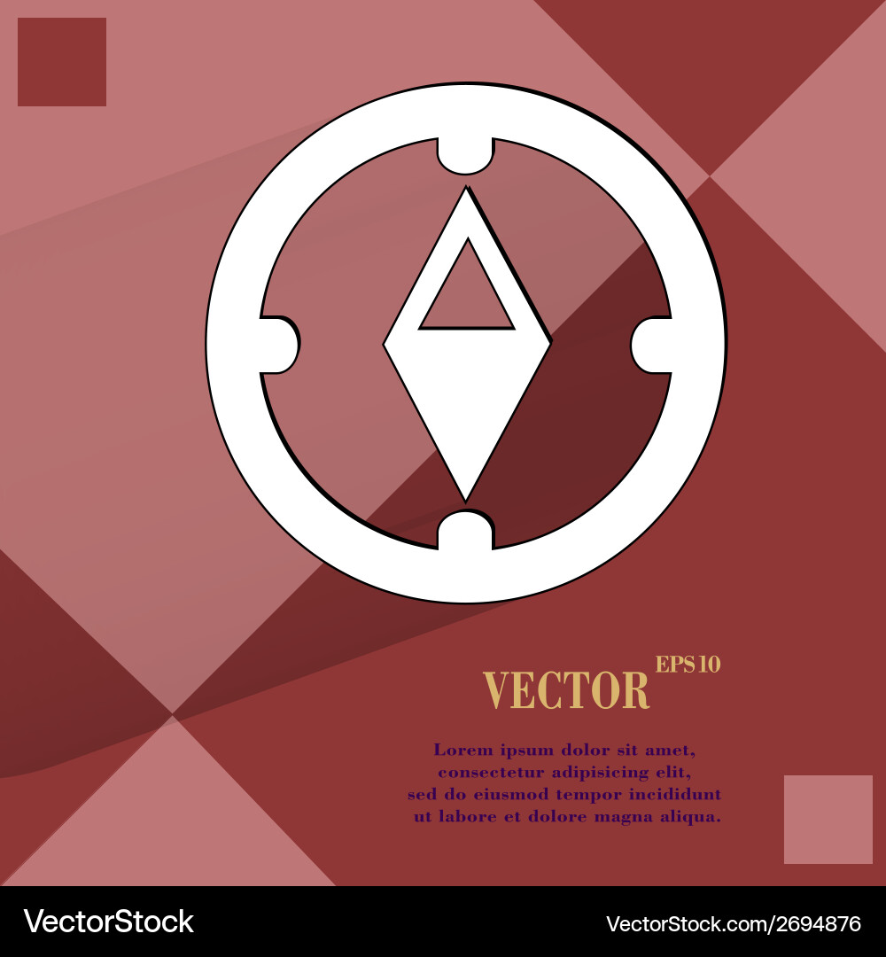Compass flat modern web button on a geometric vector image