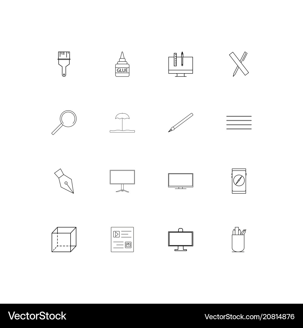 Creative process and design linear thin icons set vector image