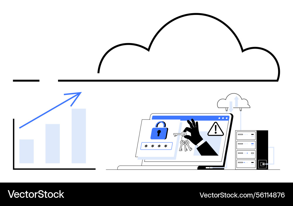 Cybersecurity threats in cloud computing with data Cybersecurity threats in cloud computing with data vector image