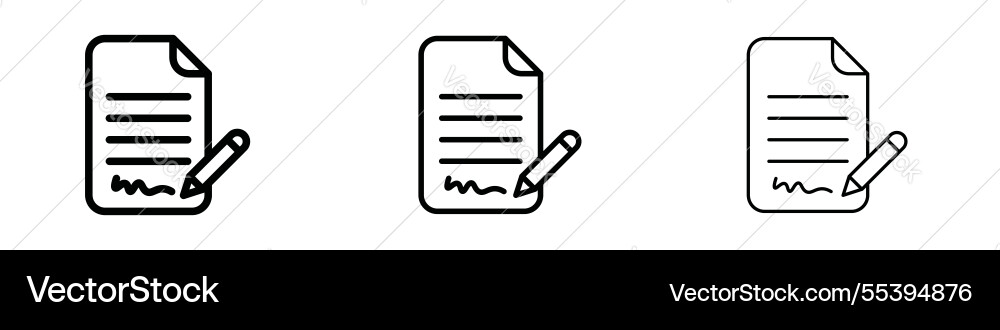 Document signed icons in three different stroke Vector Image