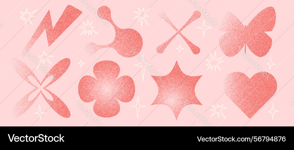 Geometric red figures with grain noise gradient Geometric red figures with grain noise gradient vector image