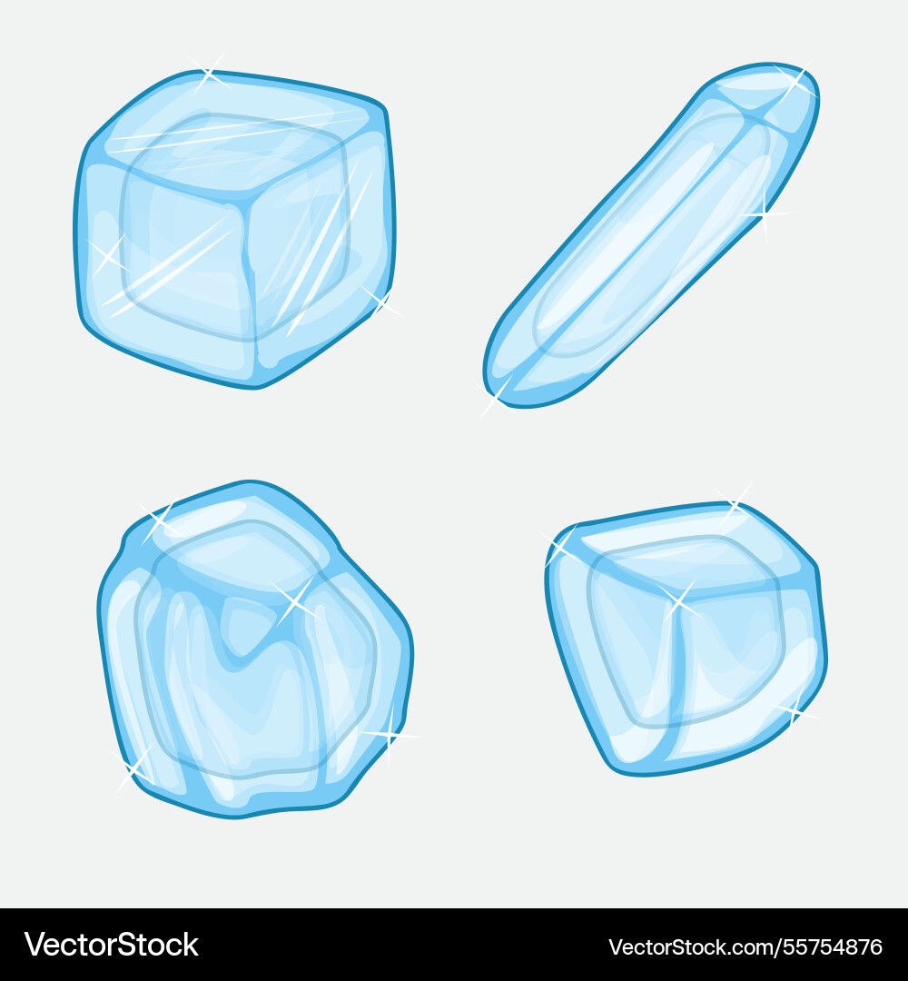 Ice cube collection with 2d design vector image