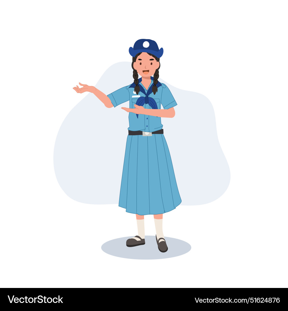 Junge thai mädchen scout uniform geben beraten Junge thai mädchen scout uniform geben beraten vektorbild