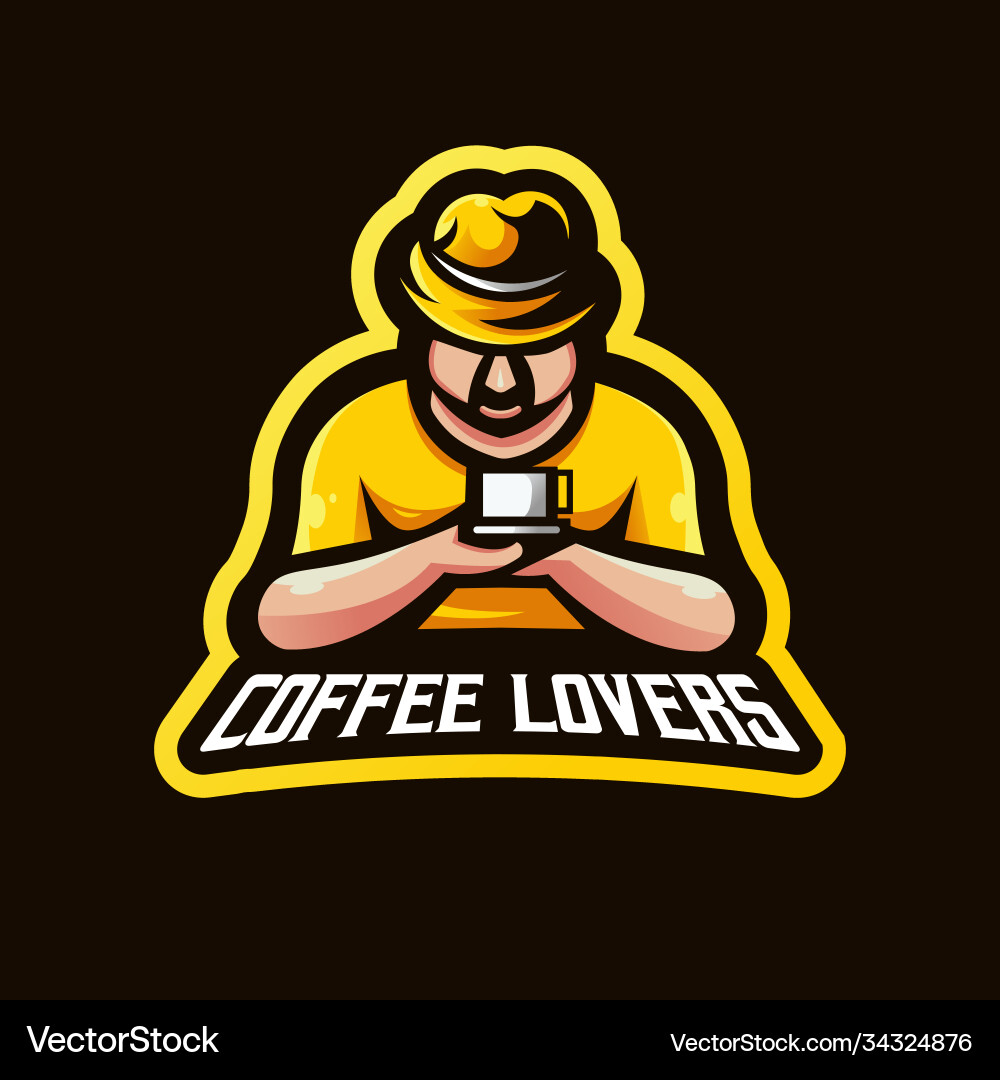 Kaffee Liebhaber e-sport mascot logo design Kaffee Liebhaber e-sport mascot logo design vektorbild