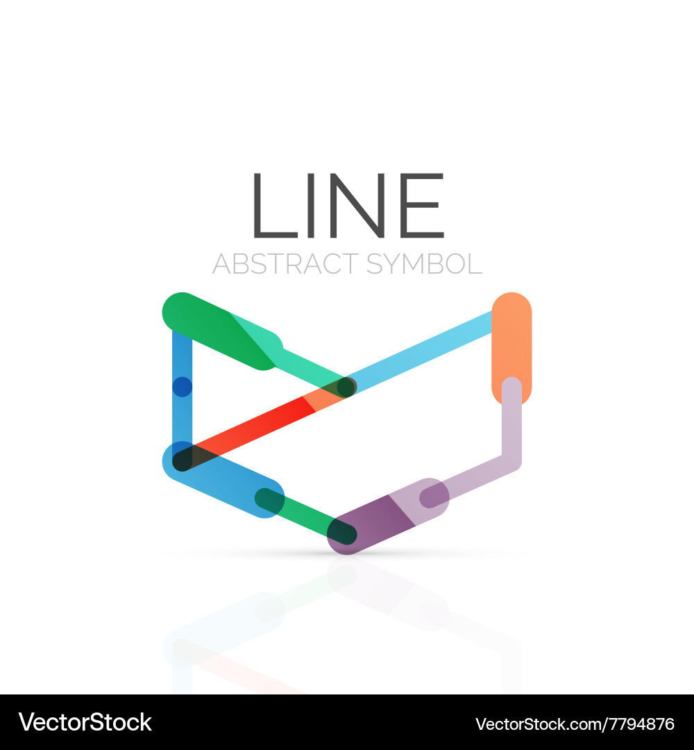 Linear abstract logo connected multicolored Vector Image
