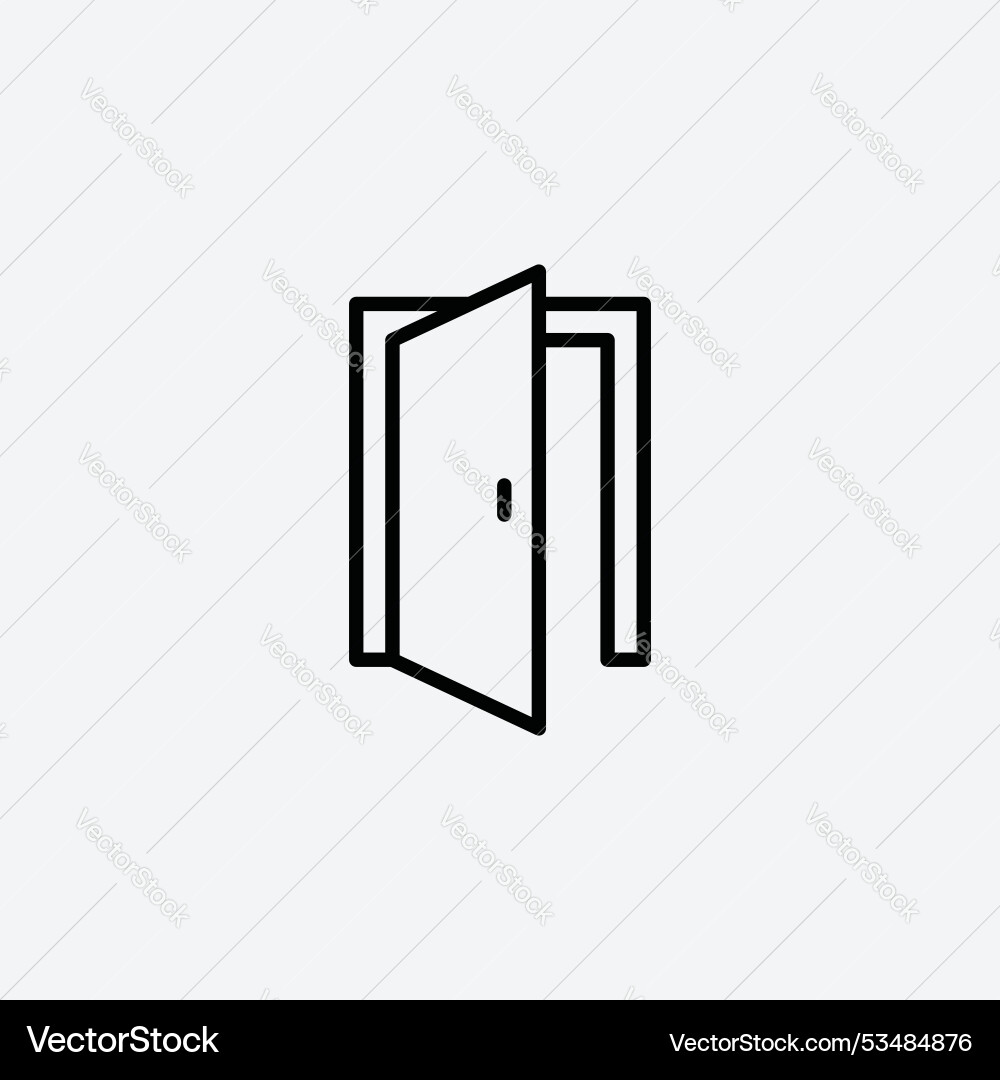 Open doorline in thin line black color flat Vector Image