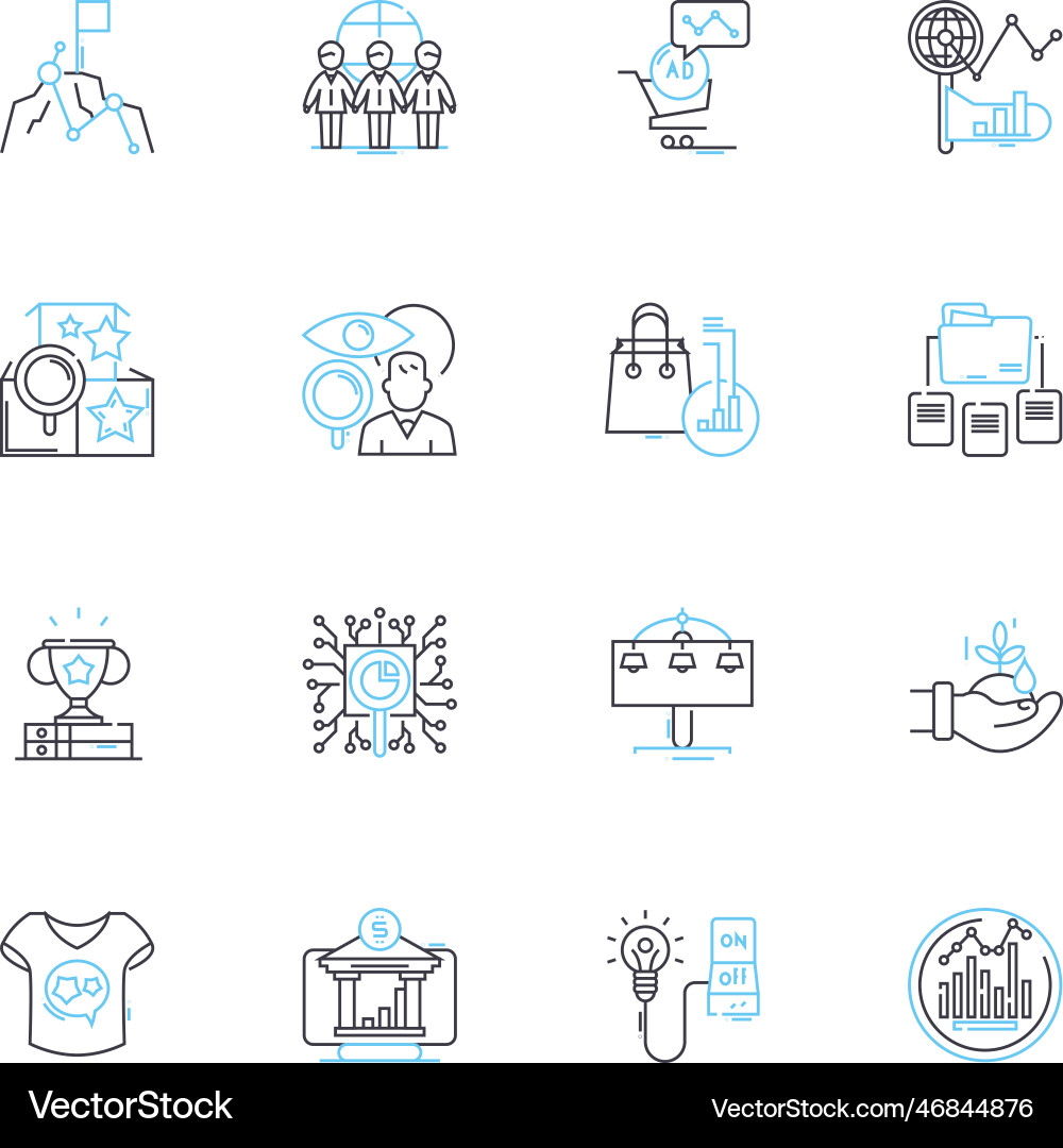Performance evaluation linear icons set Vector Image