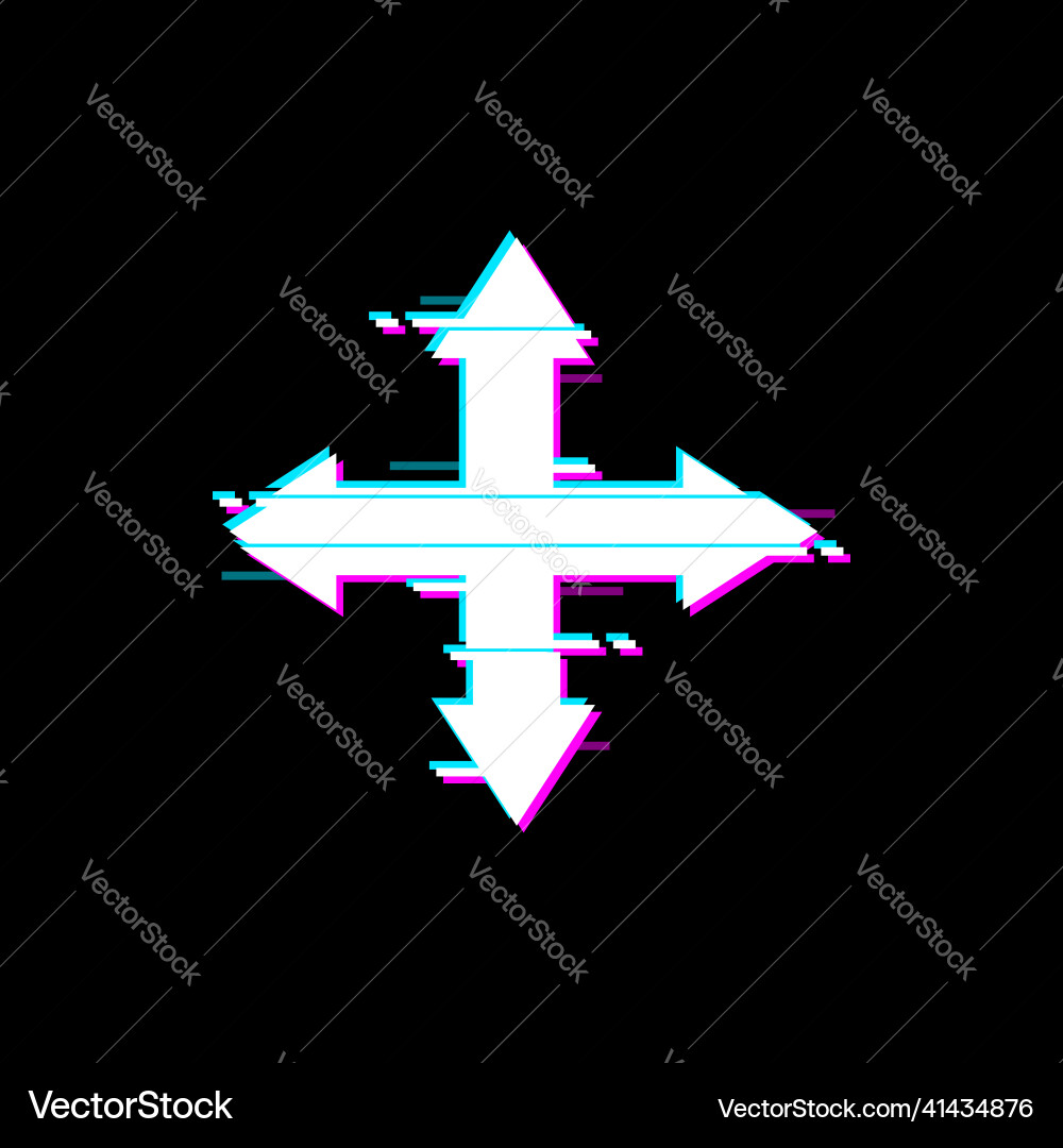 Pointer on left and right down up glitch arrow Pointer on left and right down up glitch arrow Vector Image
