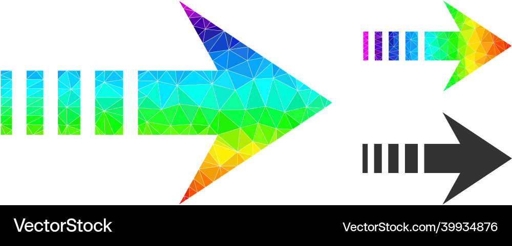 Polygonal send right icon with spectrum vector image