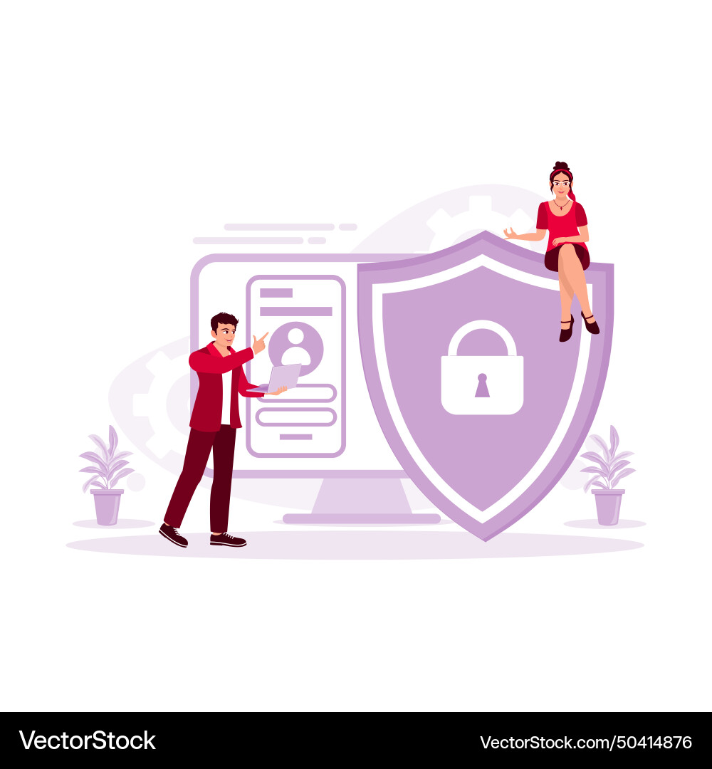 Protection of employee data security on computer Protection of employee data security on computer vector image