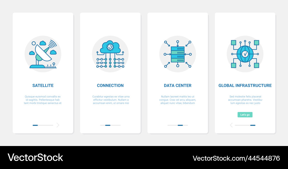 Satellite connection cloud infrastructure ux ui Satellite connection cloud infrastructure ux ui vector image