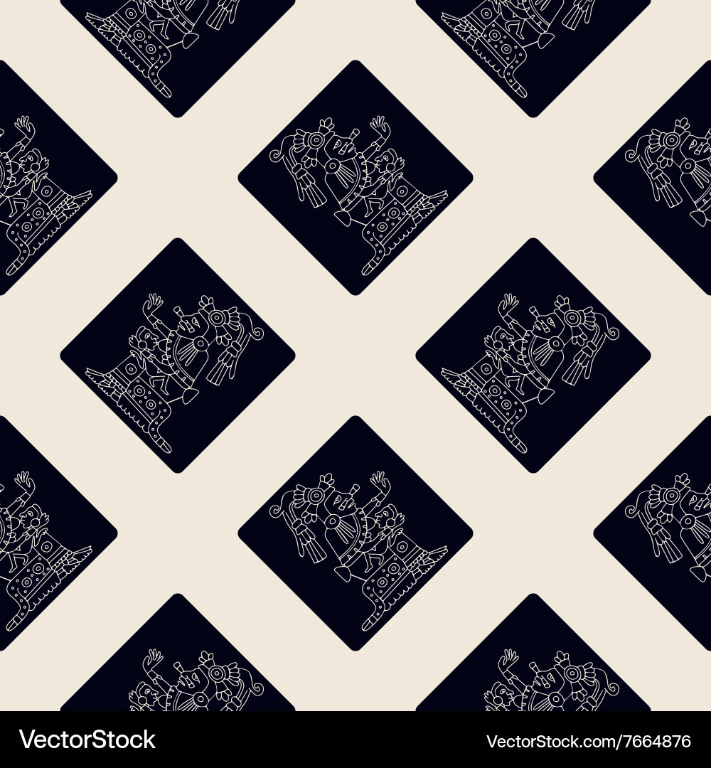 Seamless pattern with symbols from aztec codices Vector Image