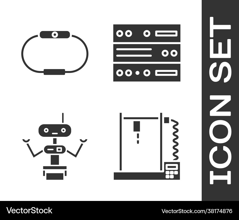 Set 3d printer smartwatch robot and server data vector image