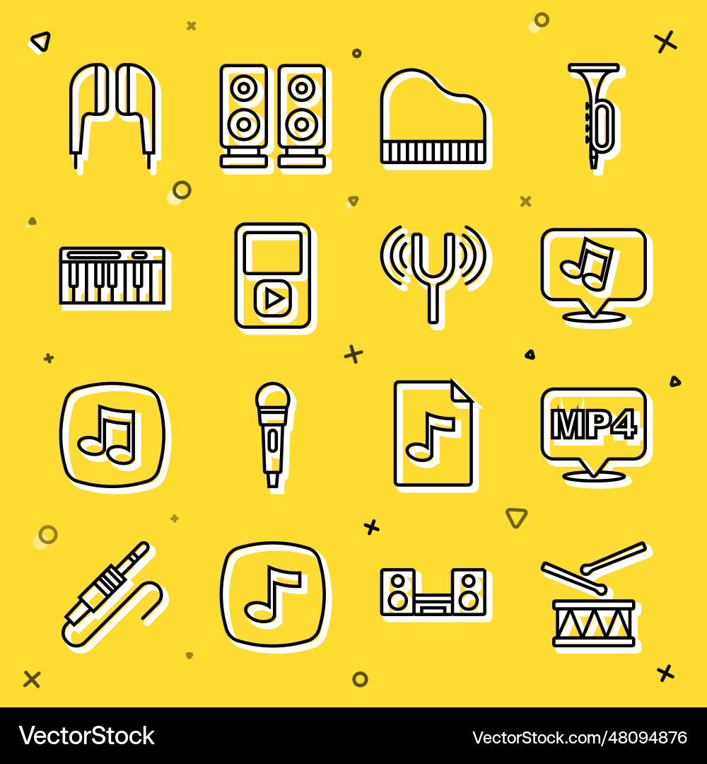 Set line drum with sticks mp4 file document Set line drum with sticks mp4 file document Vector Image