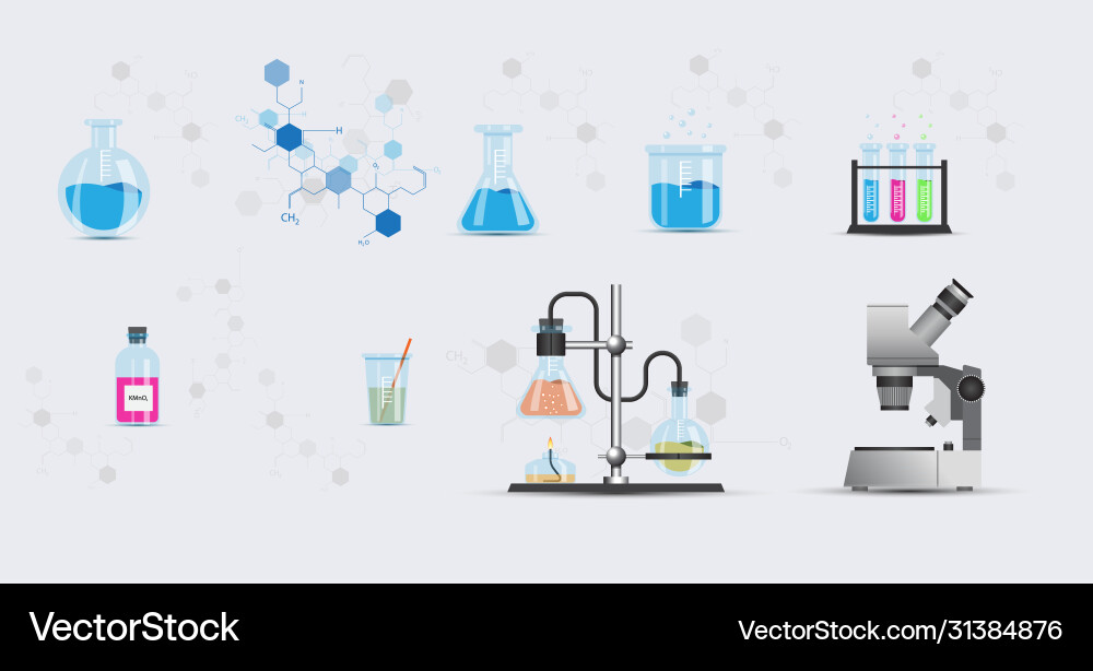 Set objects from chemical laboratory Set objects from chemical laboratory Vector Image