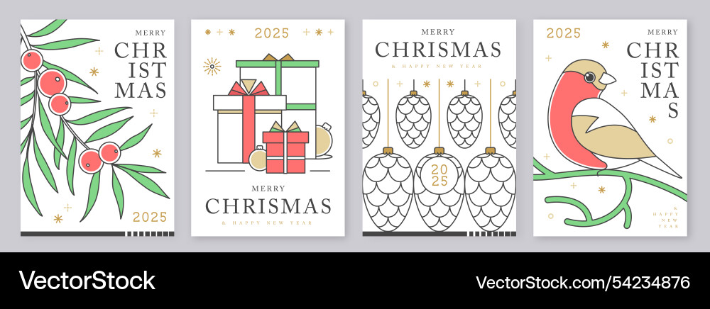 Set of merry christmas and happy new year cards Set of merry christmas and happy new year cards vector image
