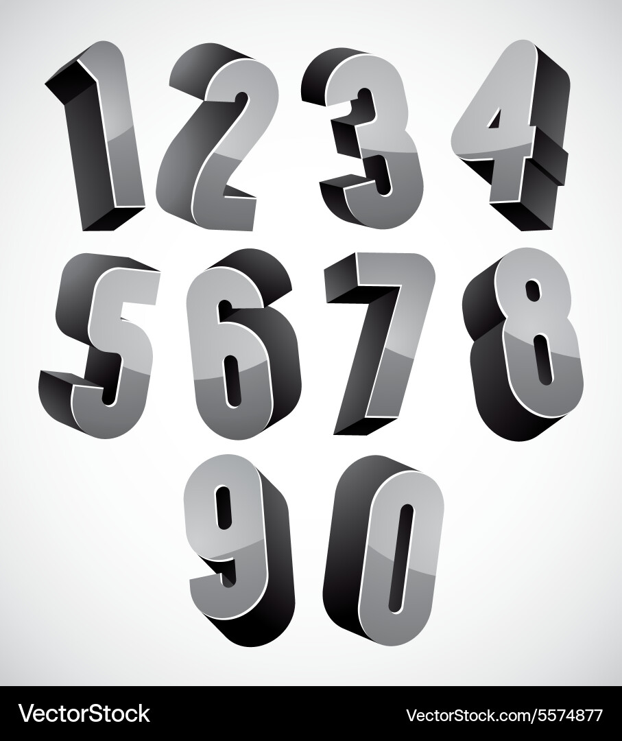3d numbers set Vector Image