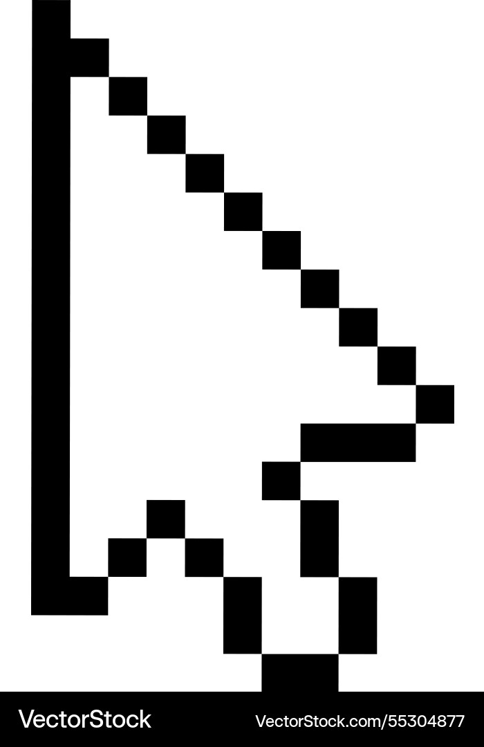 Black pixelated arrow cursor pointing diagonally Vector Image